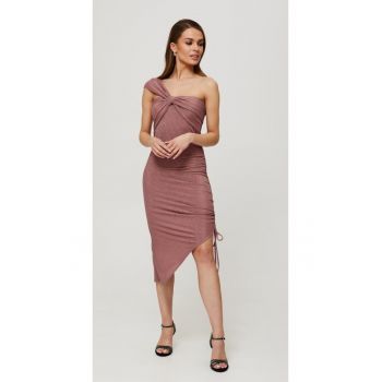 Rochie dama - metalica trasa in lateral - Poliester - Albastru