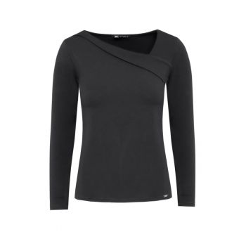 Bluza cu decolteu asimetric - Negru stins