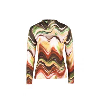 Bluza din amestec de matase cu imprimeu abstract - Multicolor