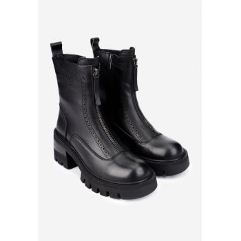 Botine dama piele naturala neagra