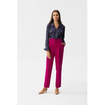 Pantaloni eleganti cu talie inalta - Rosu -