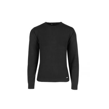 Pulover din tricot fin din amestec de modal - Negru