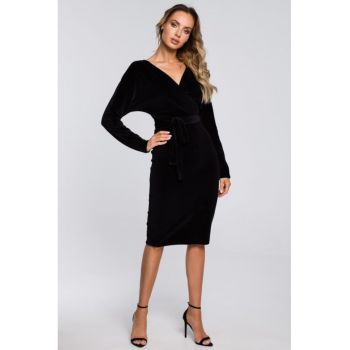 Rochie bodycon din catifea cu decolteu in V -