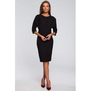 Rochie creion midi cu maneci 3/4 -