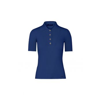 Tricou polo din amestec de lana - Albastru