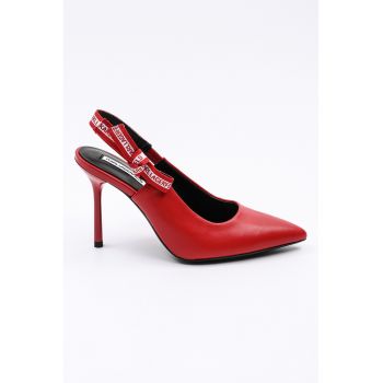 Pantofi stiletto slingback de piele