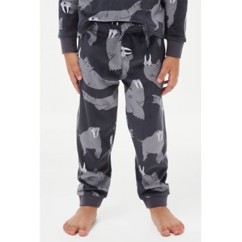 Pijama cu model si pantaloni lungi