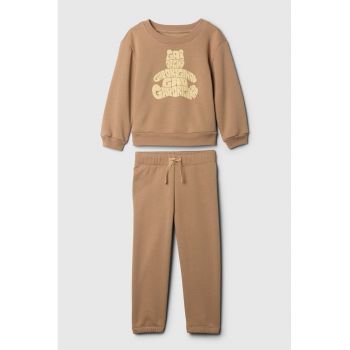 Set de bluza si pantaloni cu imprimeu grafic