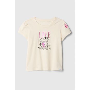 Tricou cu maneci bufante si model cu desene animate