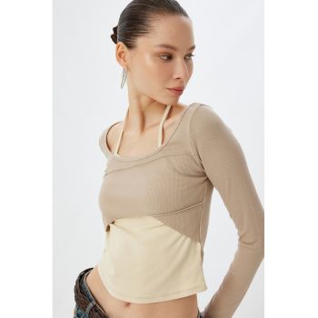 Bluza crop cu model 2 in 1