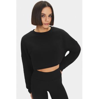 Bluza de trening crop cu decolteu rotund