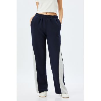 Pantaloni relaxed fit de trening cu talie inalta