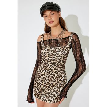 Rochie mini fara maneci cu animal print