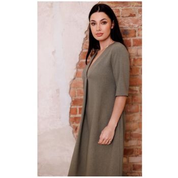 Rochie trapez cu decolteu in V - olive