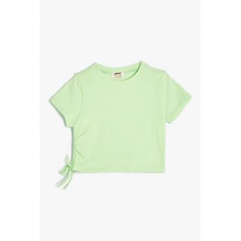 Tricou crop cu snur de ajustare