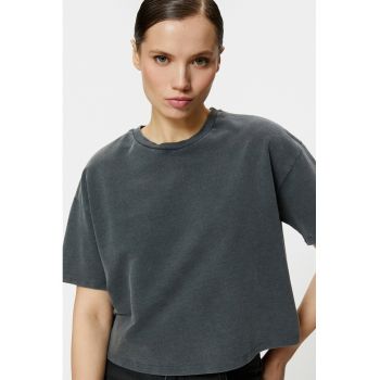 Tricou crop supradimensionat din bumbac