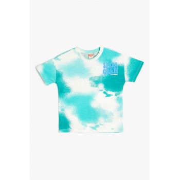 Tricou cu decolteu la baza gatului si model tie-dye