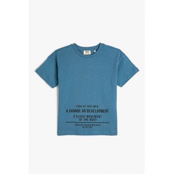 Tricou din bumbac cu imprimeu text