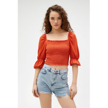 Bluza crop cu maneci bufante