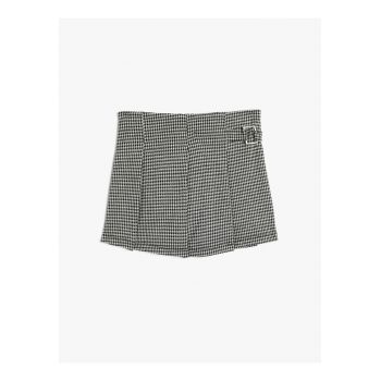 Fusta-pantalon cu model houndstooth si pliuri