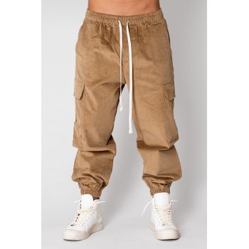 Pantalon Cargo lung din reiat Beige 15006