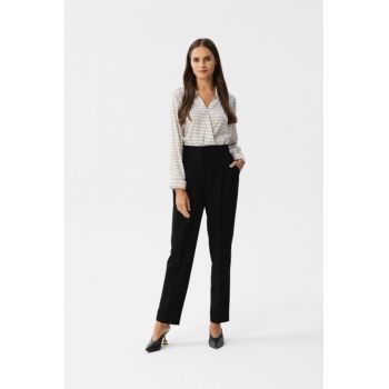 Pantaloni eleganti cu talie inalta - Negru -