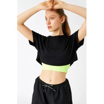 Tricou crop cu maneci cazute