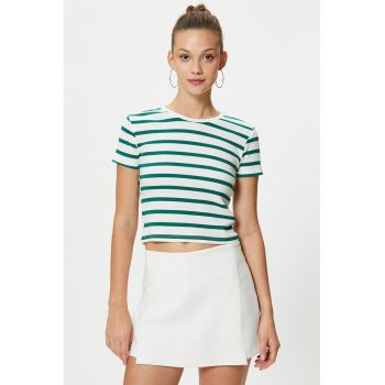 Tricou crop cu striatii