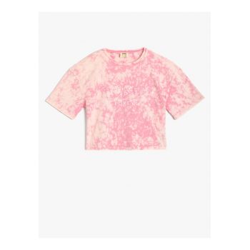 Tricou crop din bumbac cu model tie-dye