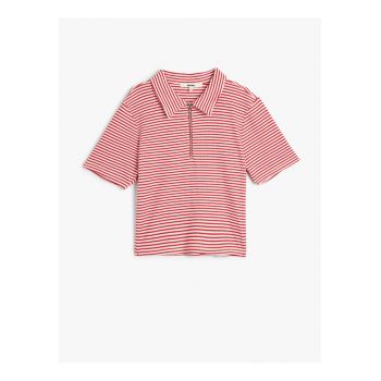 Tricou polo crop cu fermoar scurt