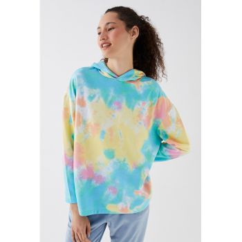 Bluza de pijama din amestec de bumbac cu model tie-dye