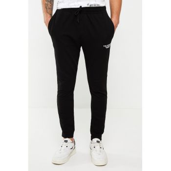 Pantaloni de trening din amestec de bumbac cu talie elastica