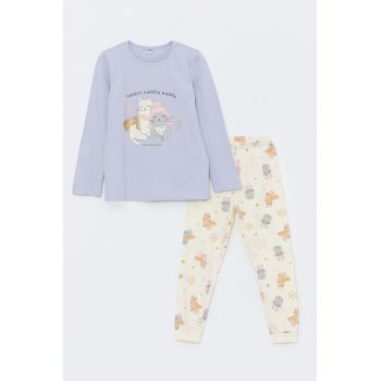 Pijama de bumbac cu imprimeu