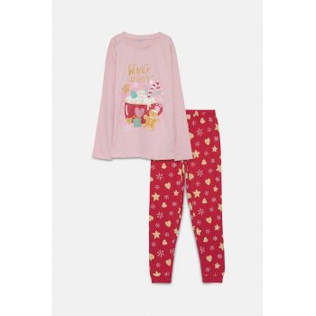 Pijama din bumbac cu model