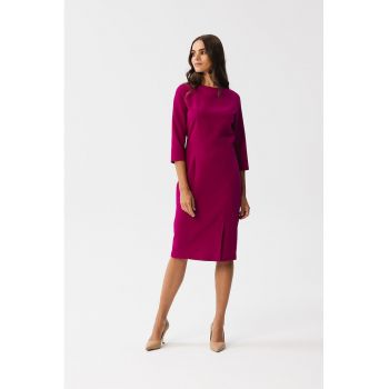 Rochie creion midi cu slit frontal -