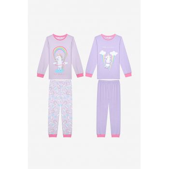 Set de pijama cu imprimeu unicorn - 2 Piese