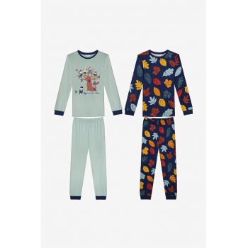 Set de pijamale din bumbac cu imprimeu - 2 perechi