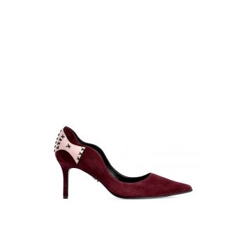 Pantofi dama model 1528 piele velur bordo - nappa roz