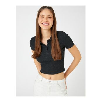 Tricou polo crop