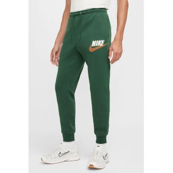 Pantaloni de trening conici cu snur si logo brodat