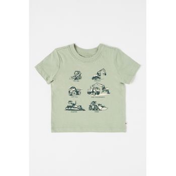 Tricou cu decolteu la baza gatului de bumbac - cu imprimeu