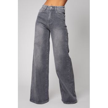 Blugi elastici largi din denim Grey 14588