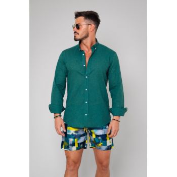 Camasa de plaja dIn In Dark Green 12359