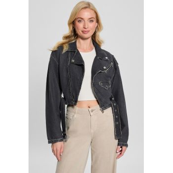 Jacheta crop biker din denim