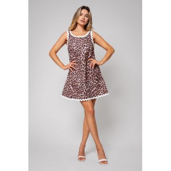 Rochie scurta cu bretele Brown/Beige 13163