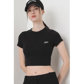 Tricou crop cu logo