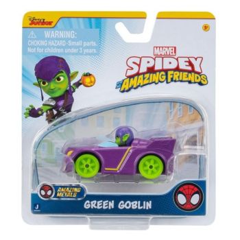 Masinuta Spidey si prietenii - Green Goblin, Metal, Multicolor, 7,5 cm