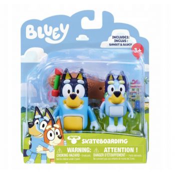 Set 2 figurine Bluey - Bluey & Bandit, Skateboard