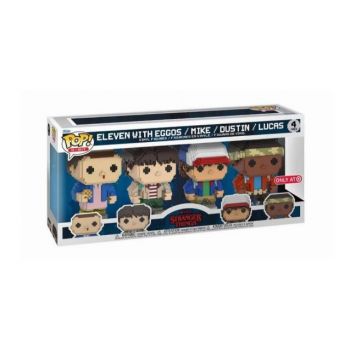 Set 4 figurine Funko POP, Stranger Things 8-Bit, Eleven with Eggos/Mike/Dustin/Lucas, Vinil, 10 cm, Multicolor