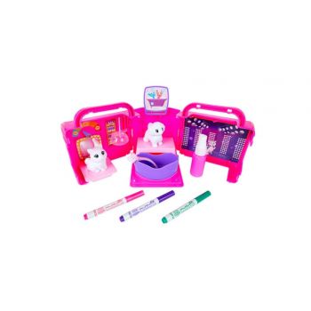 Set Creativ Crayola, Salonul de Infrumusetare, Animalute care pot fi Desenate si Spalate, Roz